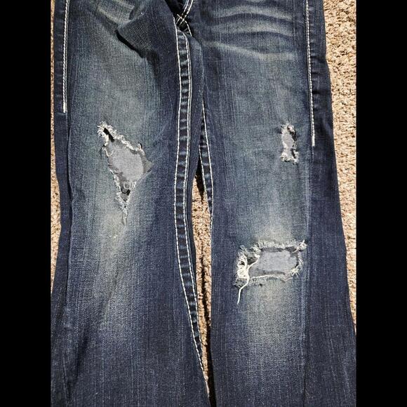 True Religion 27x30 Jeans Disco Joey Big T Flaps Flare - Picture 5 of 10